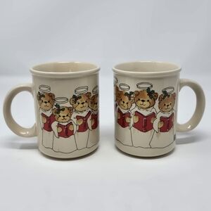 VINTAGE LUCY AND ME TEDDY BEAR CHOIR SET OF 2 COFFEE MUG CUPS LUCY RIGG 1980